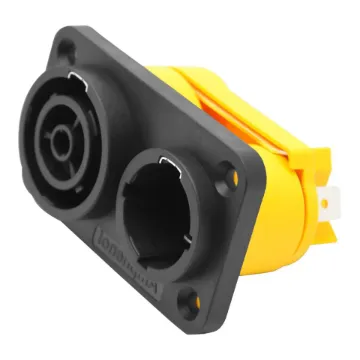 Extra heavy duty weatherproof (IP65) Amphenol Power connector as used in commercial heavy duty power applications. Power In / Out combination connector. HPT-3-CC 16A 250V. SAA approved.