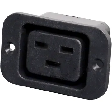 IEC C19 Panel mount mains connector with thermoplastic 94V-2, V-0 Housing and rating of 16A, 250V
