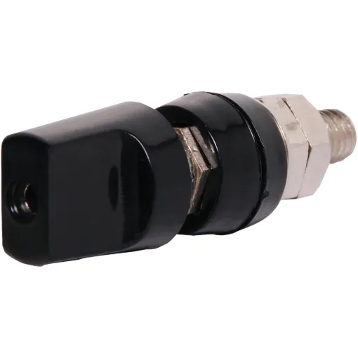 50A heavy duty binding post with 4mm banana socket. 8mm mounting hole. Overall dimensions: 19.7 x 60.5D mm