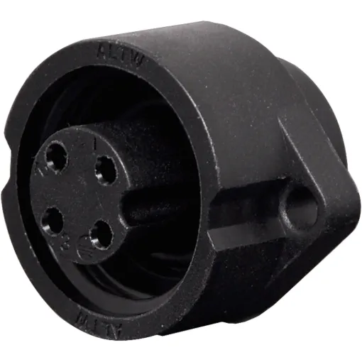IP67 rated waterproof 4 pin connector for installations outdoors or in areas prone to moisture build up. Compatible with Amphenol C16 series connectors. Current rating: 12A Contact pin: Copper alloy Connector carrier: Nylon+GF, UL recognized