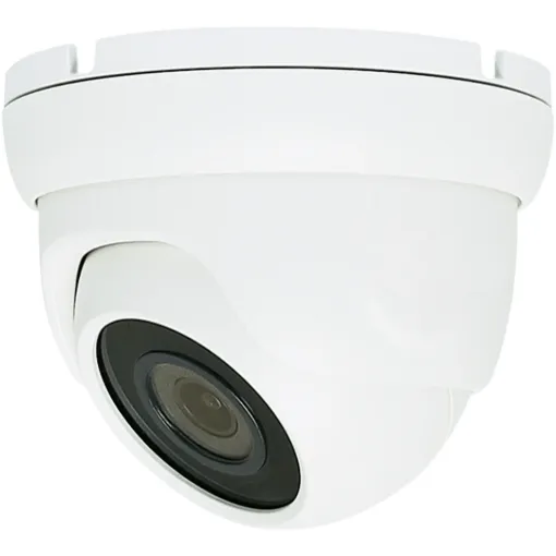 Surface mount dome camera housed in vandal resistant aluminium housing with infra red illumination for night time viewing. High resolution 8MP sensor produces clear crisp video signal. Lens has a fixed 2.8mm wide focal length.