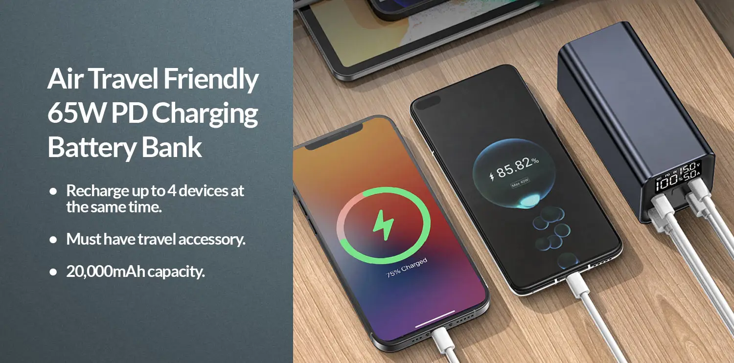 65W USB C PD Battery Bank
