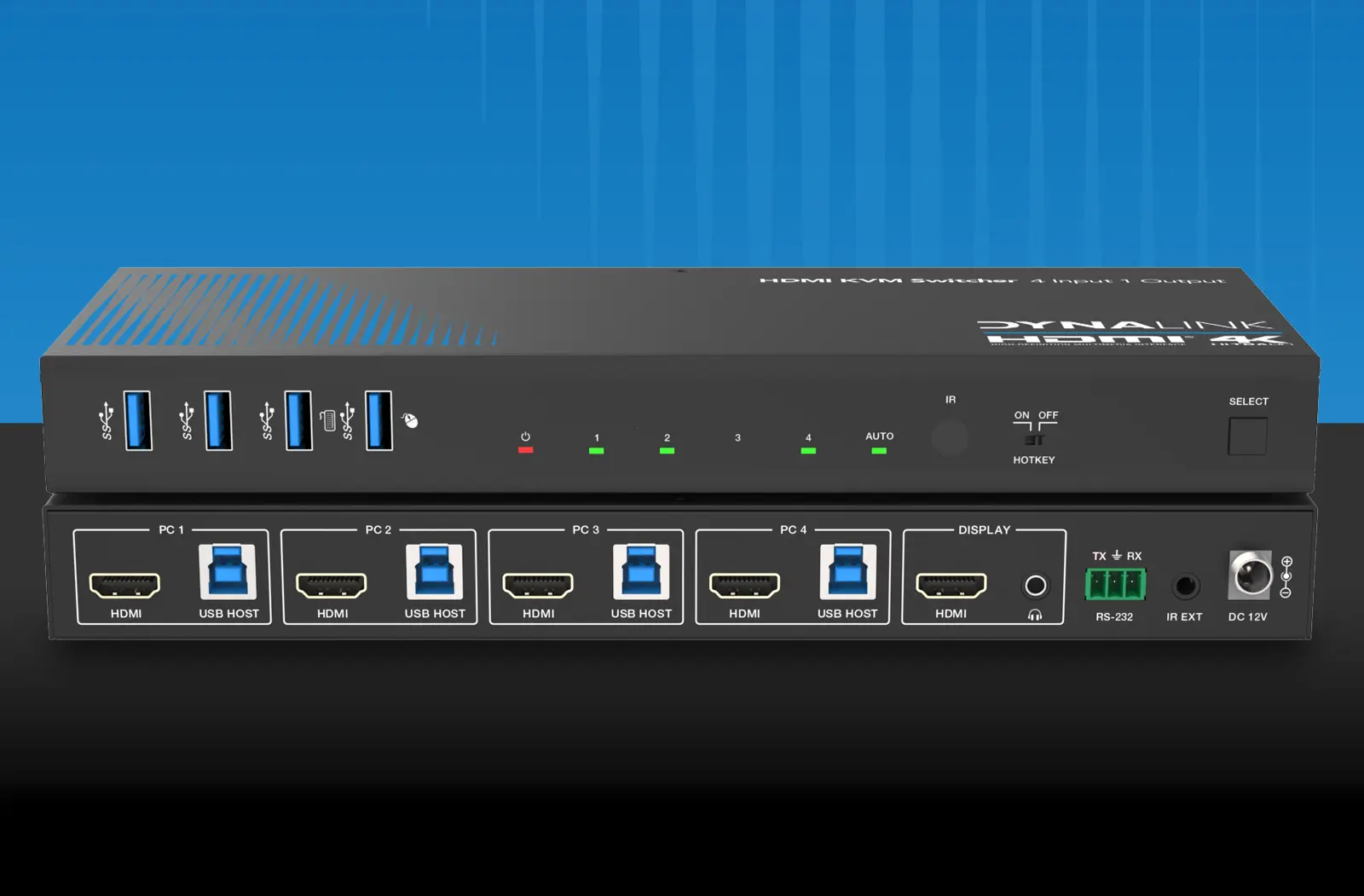 Dynalink 4-Way 4K KVM Switcher